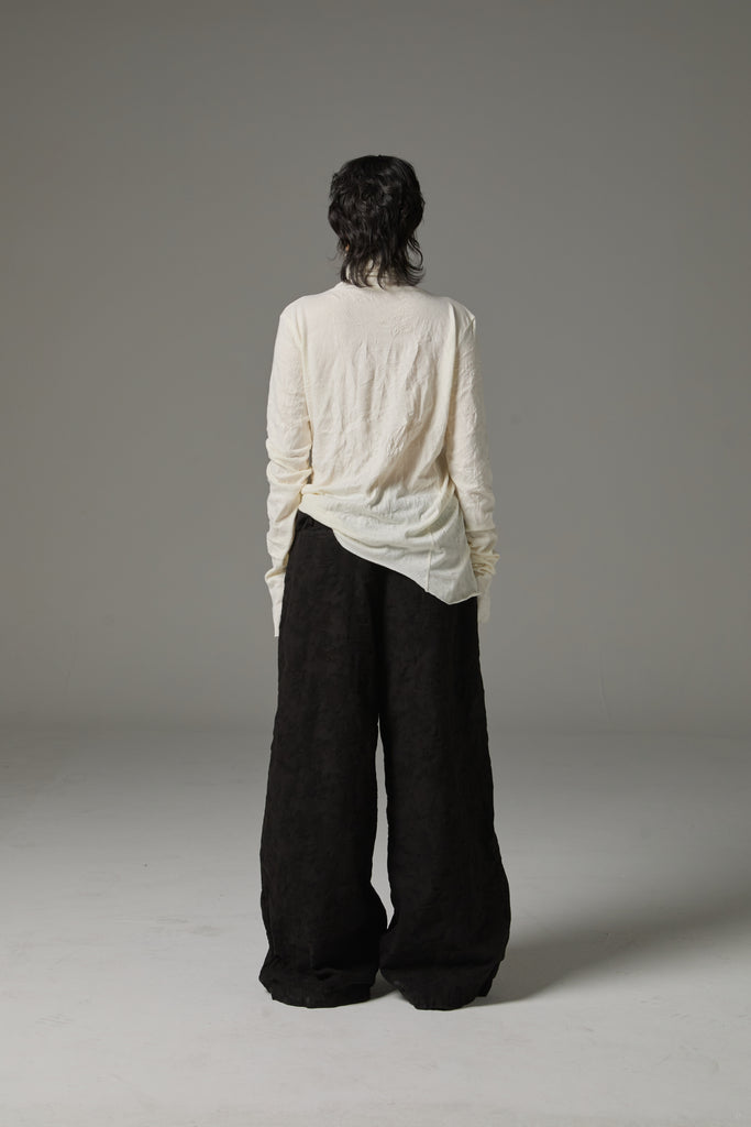 FW25 AMU UNISEX. Wrinkled Long Turtleneck Top #WHITE