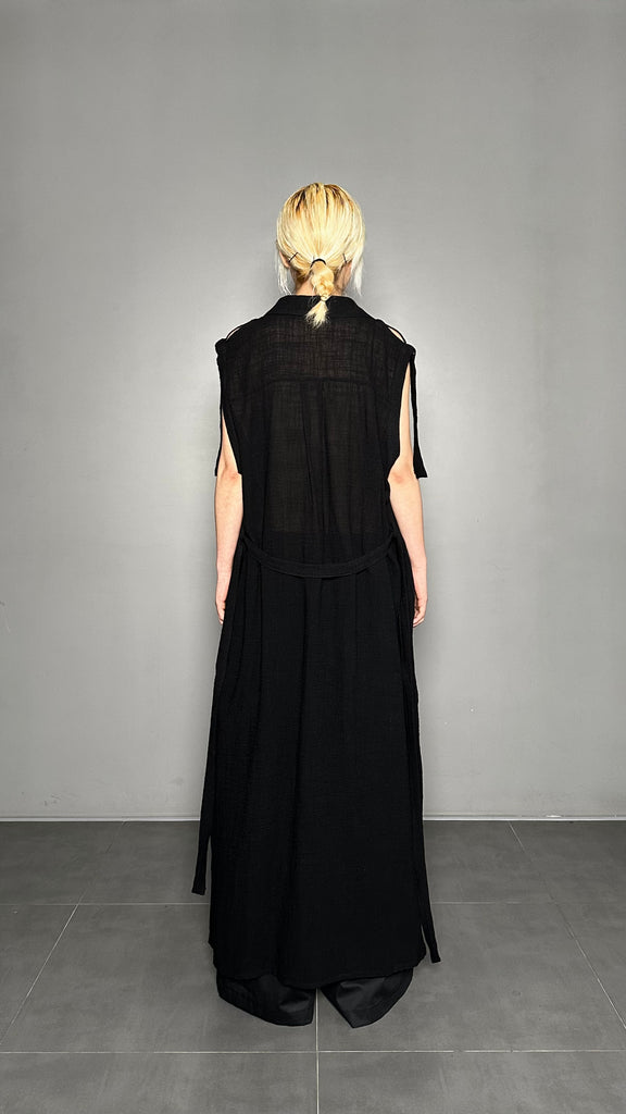 SS25 AMU Unisex Buckle Long Shirt #BLACK