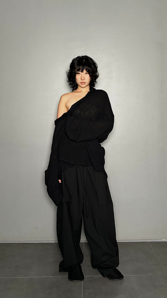 SS25 AMU Unisex. Oversized Low-Neckline Shirt Top #BEIGE