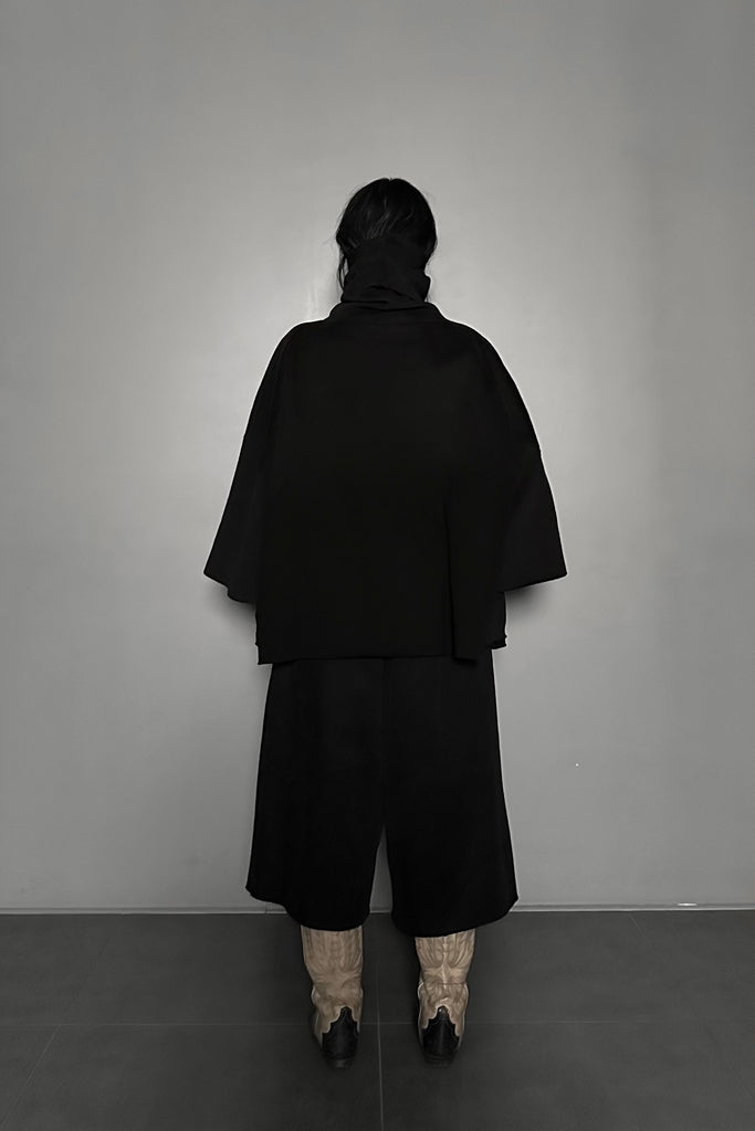 FW24 UNISEX AMU OVERSIZED NAPPED CROPPED WIDE PANTS #BLACK