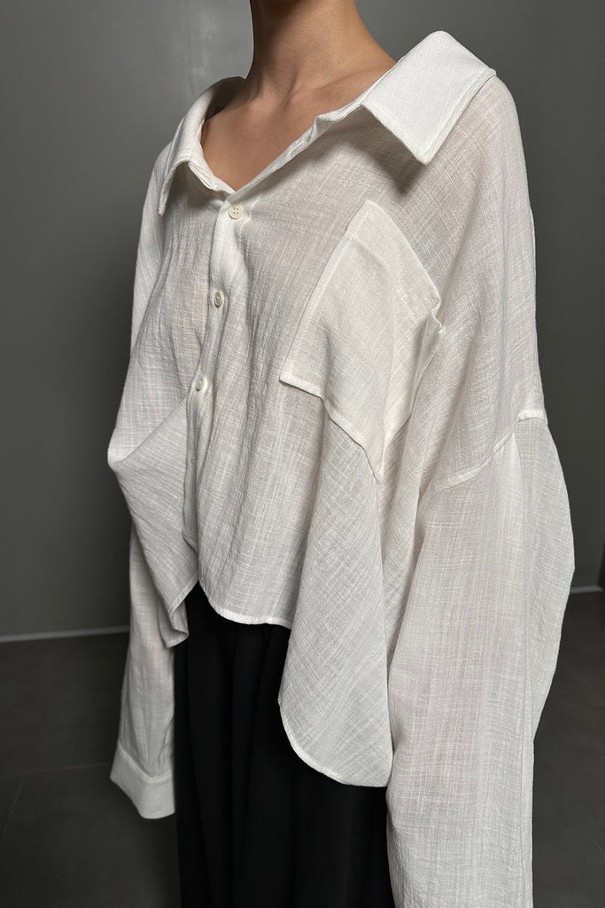 SS24 UNISEX AMU SIGNATURE OVERSIZED POCKET SHIRT #WHITE