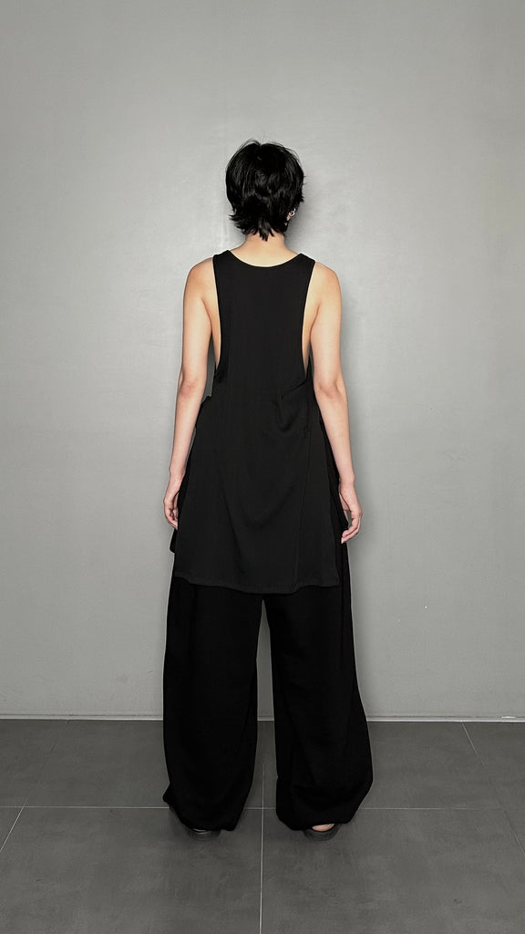 SS25 AMU Unisex Slit Sleeveless Top #WHITE
