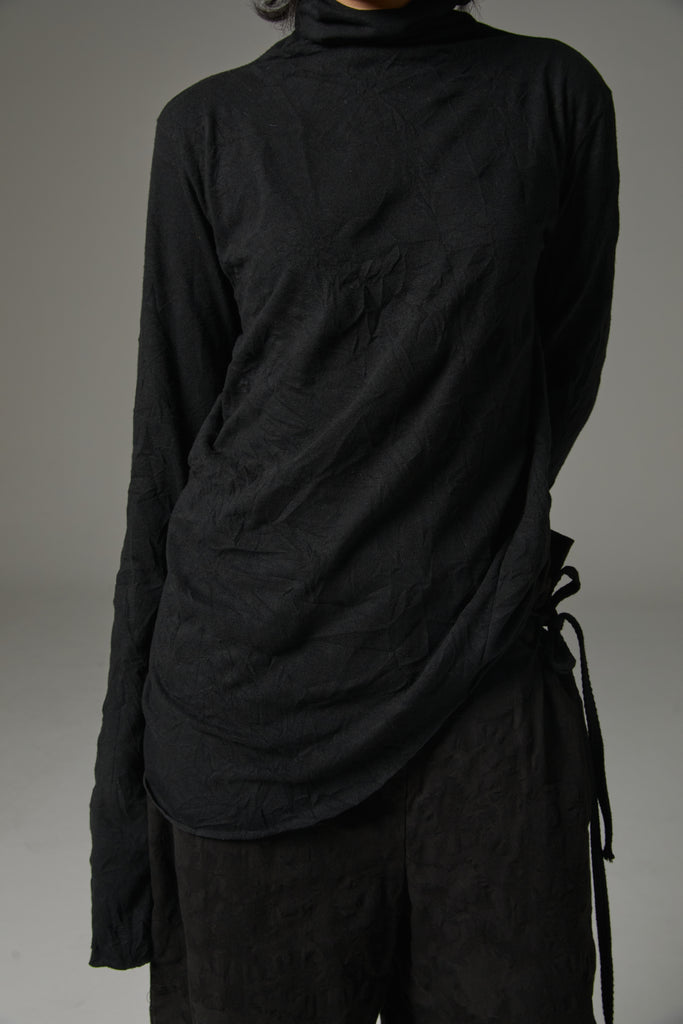 FW25 AMU UNISEX. Wrinkled Long Turtleneck Top #WHITE