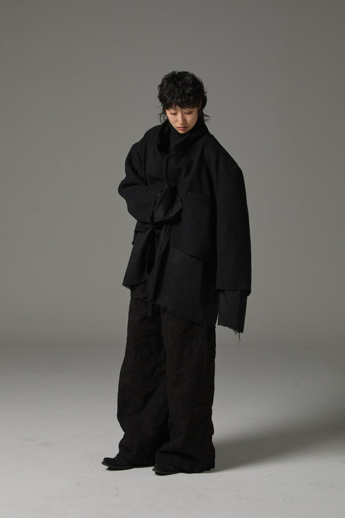 FW25 AMU UNISEX. Washed Oversized Wool Blazer #BLACK