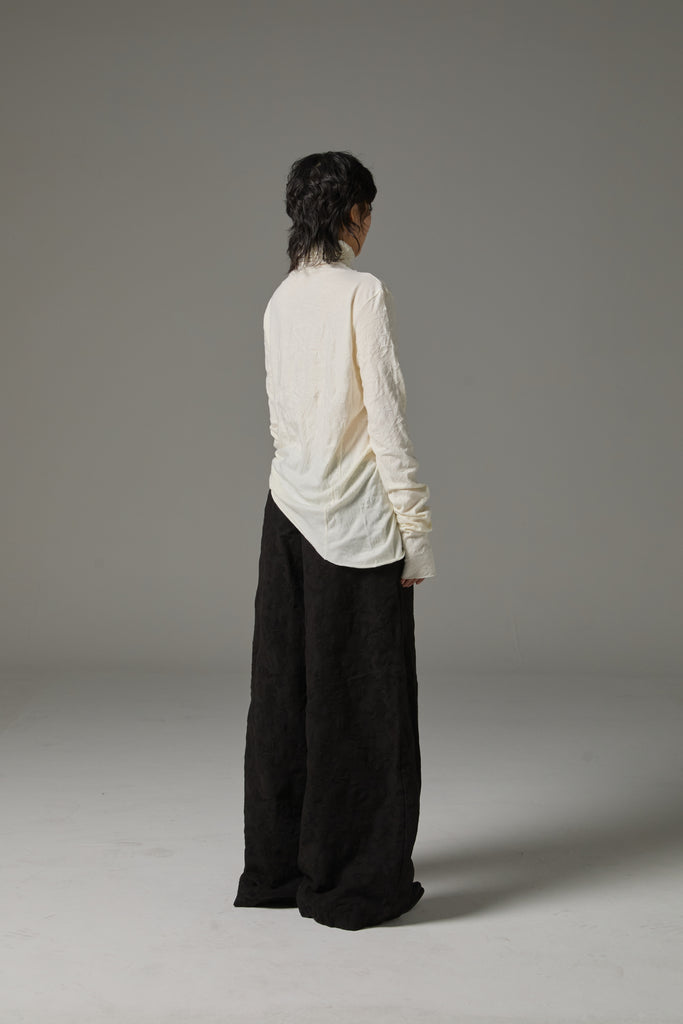 FW25 AMU UNISEX. Wrinkled Long Turtleneck Top #WHITE