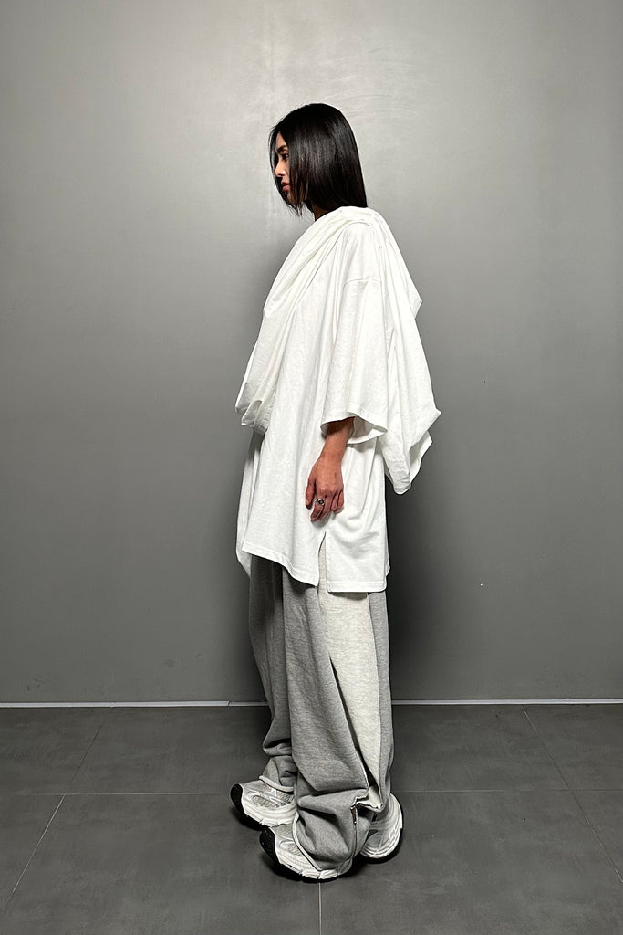 FW24 UNISEX AMU OVERSIZED DOUBLE-LAYERED T-SHIRT #WHITE