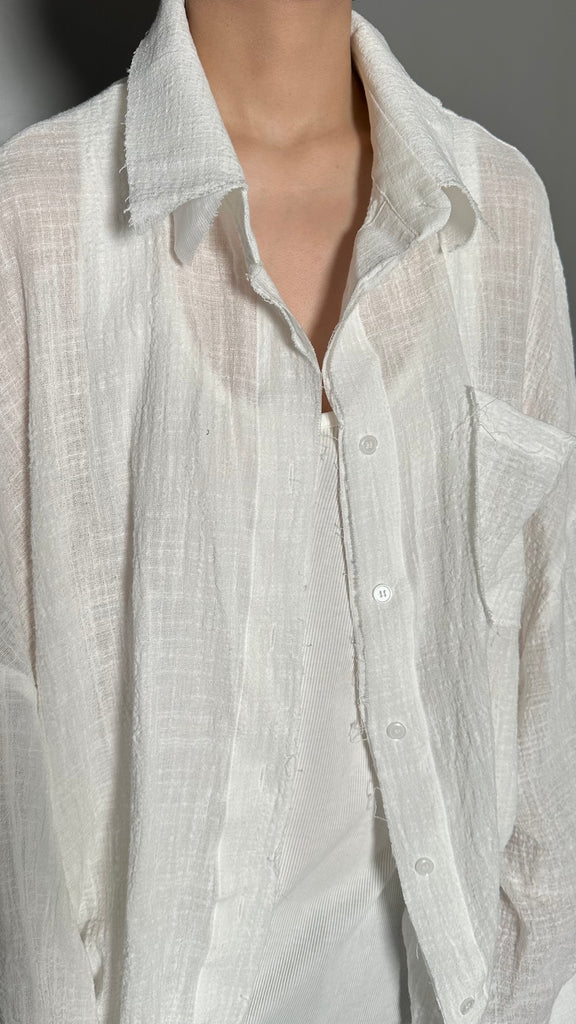 SS25 AMU Unisex Split Layered Shirt #WHITE