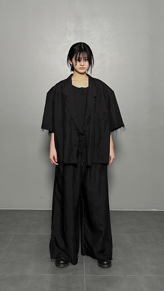 SS25 AMU Unisex Overisized Linen Blazer #BLACK