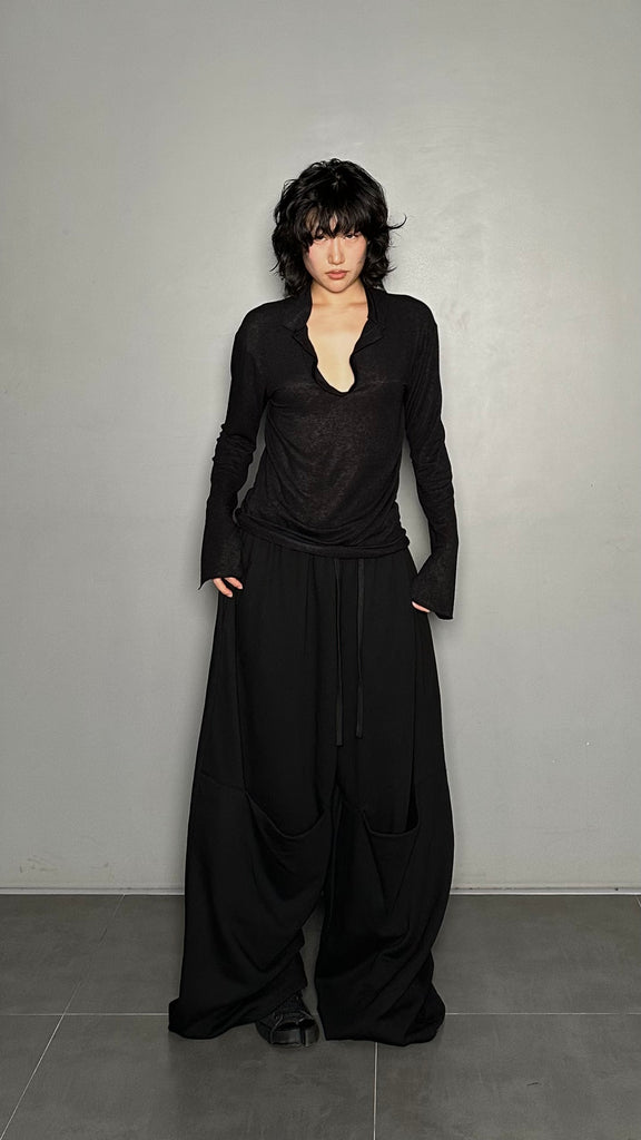 FW25 AMU Unisex. Oversized Pocket Sweatpants #BLACK