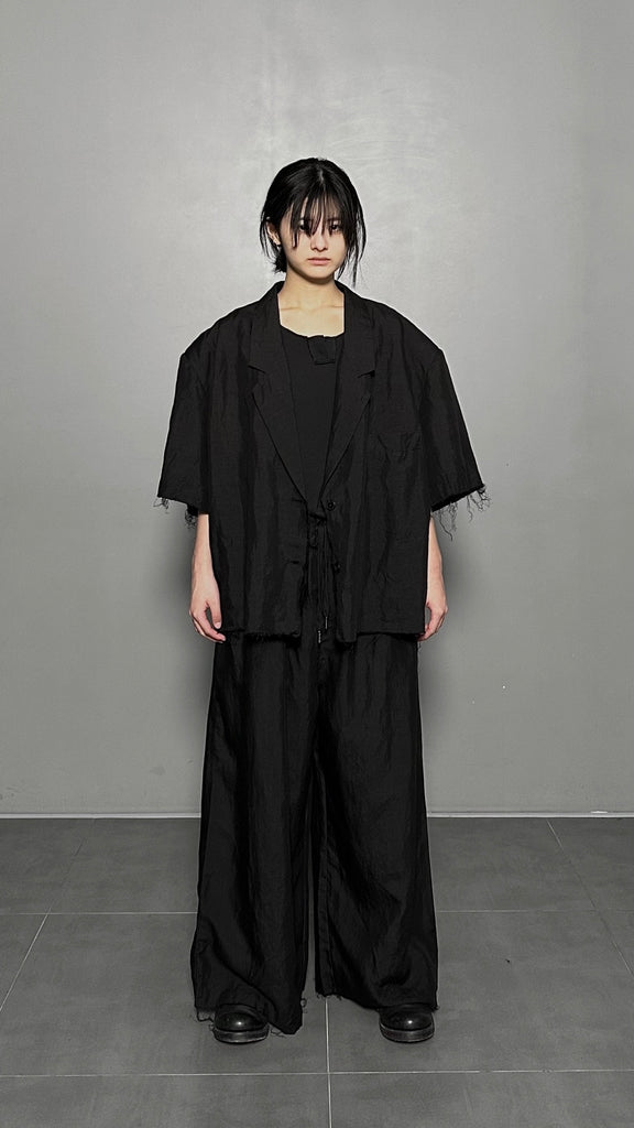 SS25 AMU Unisex Linen Pants #BLACK