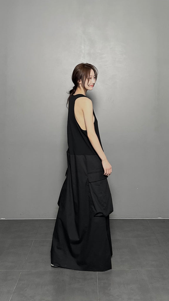 SS25 AMU Oversized Pocket Dress #BLACK