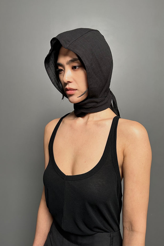 SS24 UNISEX AMU HOODIE SCARF #BLACK