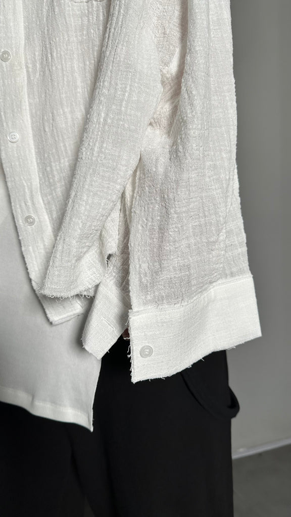 SS25 AMU Unisex Split Layered Shirt #WHITE