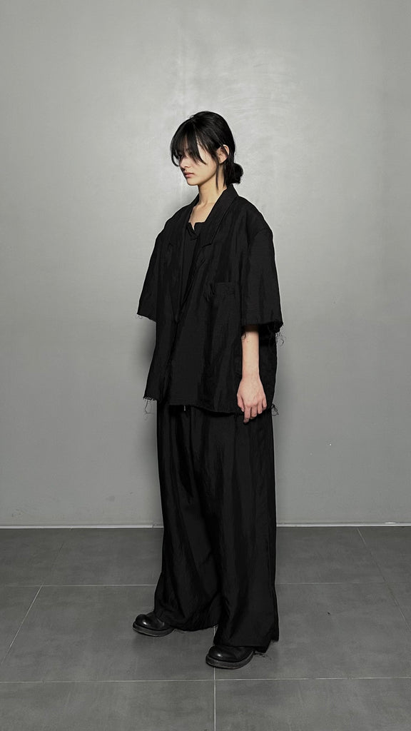 SS25 AMU Unisex Overisized Linen Blazer #BLACK