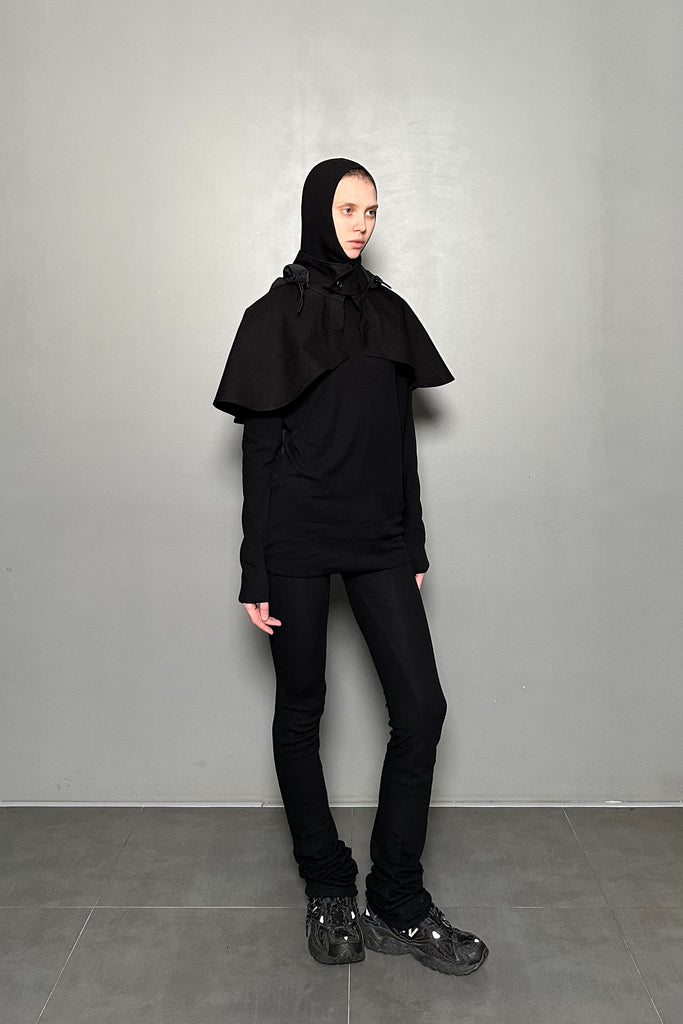 SS25 UNISEX AMU HOODIE CAPE #BLACK