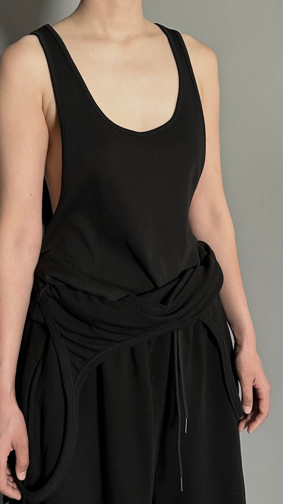 SS25 AMU Unisex Slit Sleeveless Top #WHITE