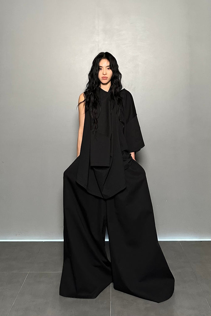 SS25 UNISEX AMU WIDE PANTS #BLACK