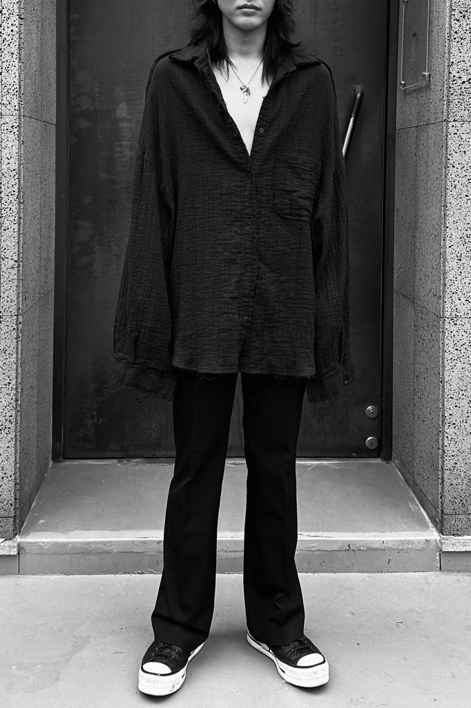 FW25 AMU UNISEX. Washed Oversized Shirt #BLACK