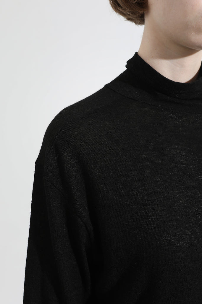 FW23 UNISEX HIGH NECK BUTTON T-SHIRT #BLACK [sold out]