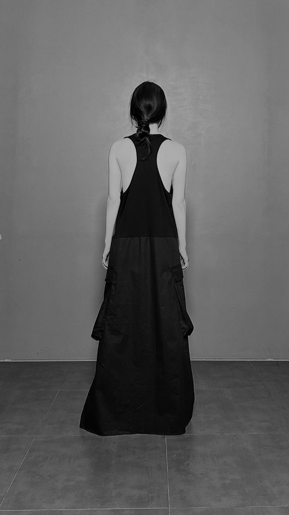 SS25 AMU Oversized Pocket Dress #BLACK