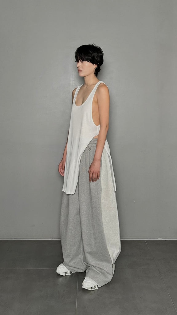 SS25 AMU Unisex Slit Sleeveless Top #WHITE