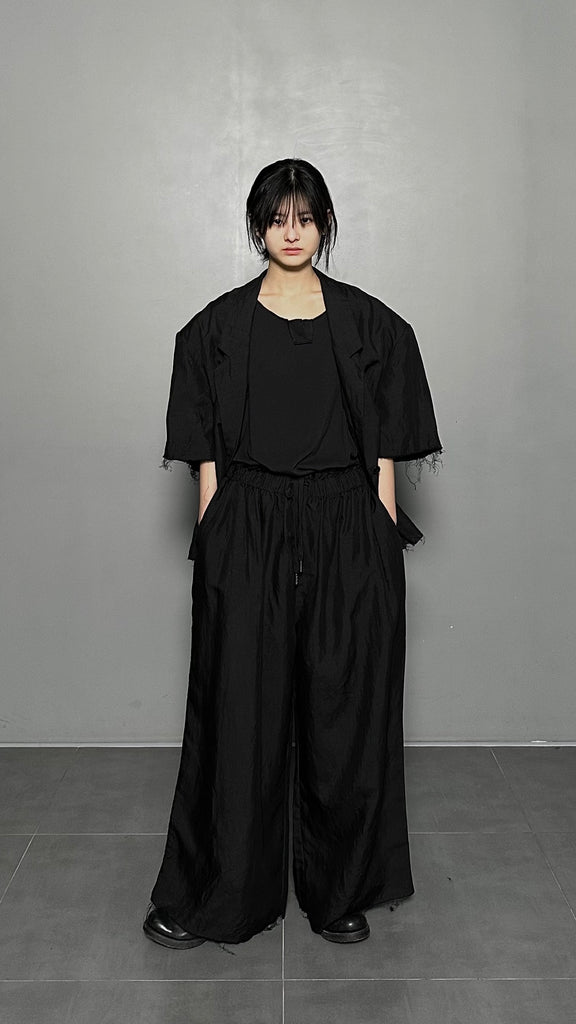 SS25 AMU Unisex Linen Pants #BLACK