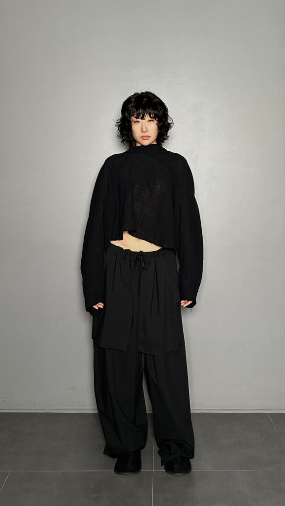 SS25 AMU Unisex. Oversized Low-Neckline Shirt Top #BEIGE