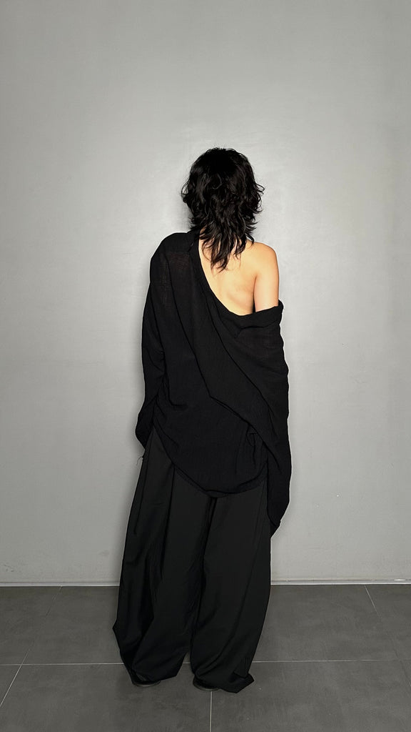 SS25 AMU Unisex. Oversized Low-Neckline Shirt Top #BEIGE