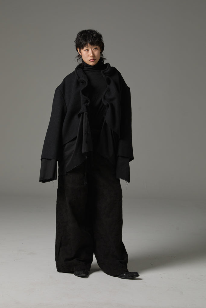 FW25 AMU UNISEX. Washed Oversized Wool Blazer #BLACK