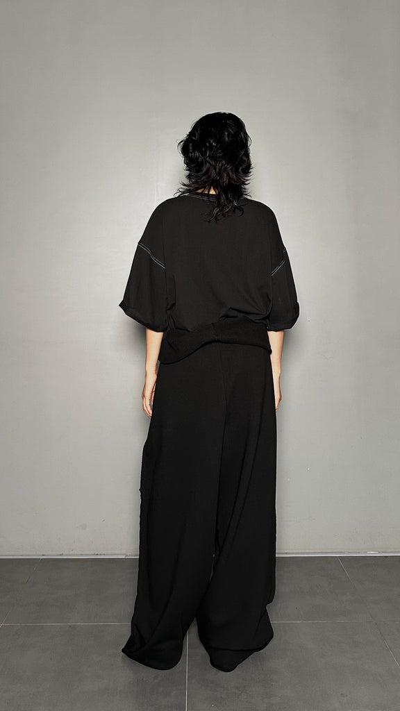 SS25 AMU Unisex. Mega Oversized Cut-Out Sweatpants #GRAY