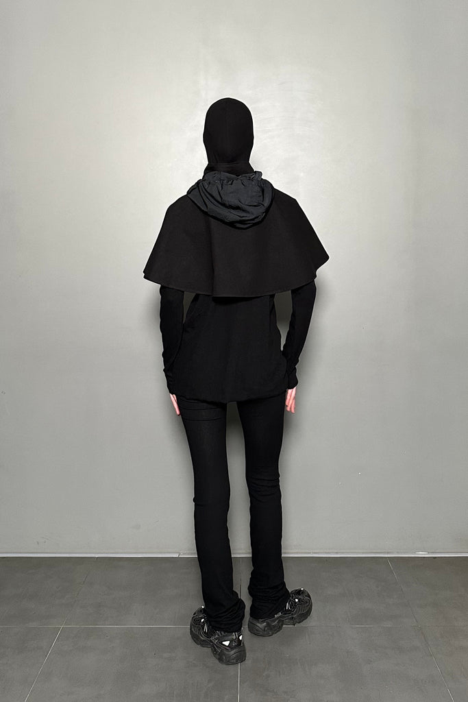 SS25 UNISEX AMU HOODIE CAPE #BLACK