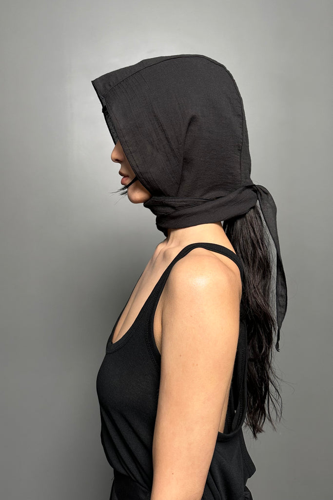 SS24 UNISEX AMU HOODIE SCARF #BLACK