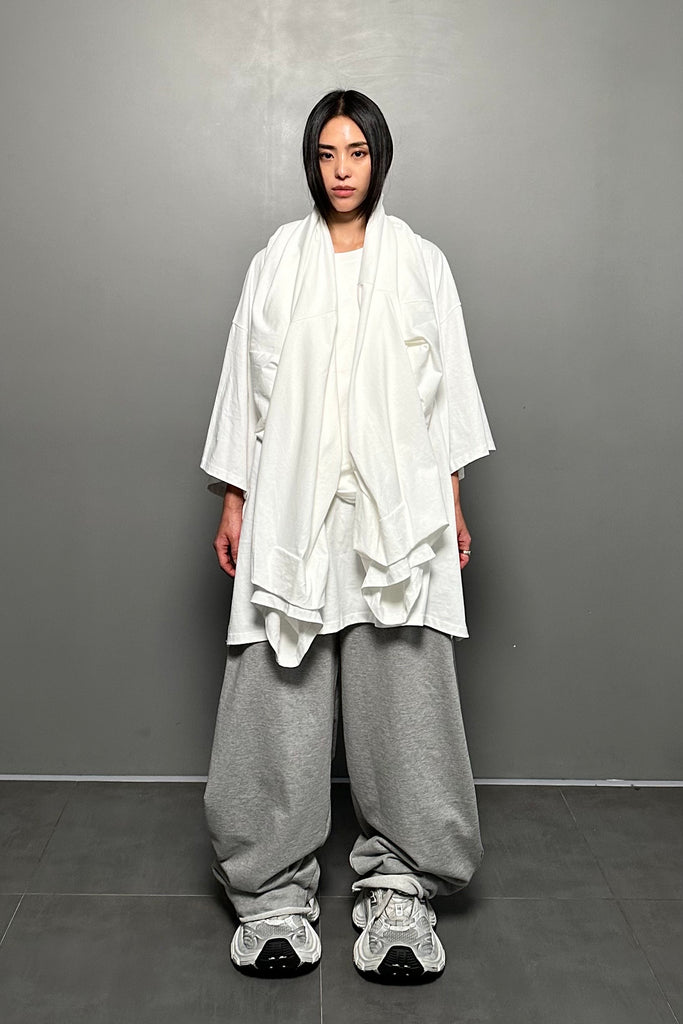 FW24 UNISEX AMU OVERSIZED DOUBLE-LAYERED T-SHIRT #WHITE