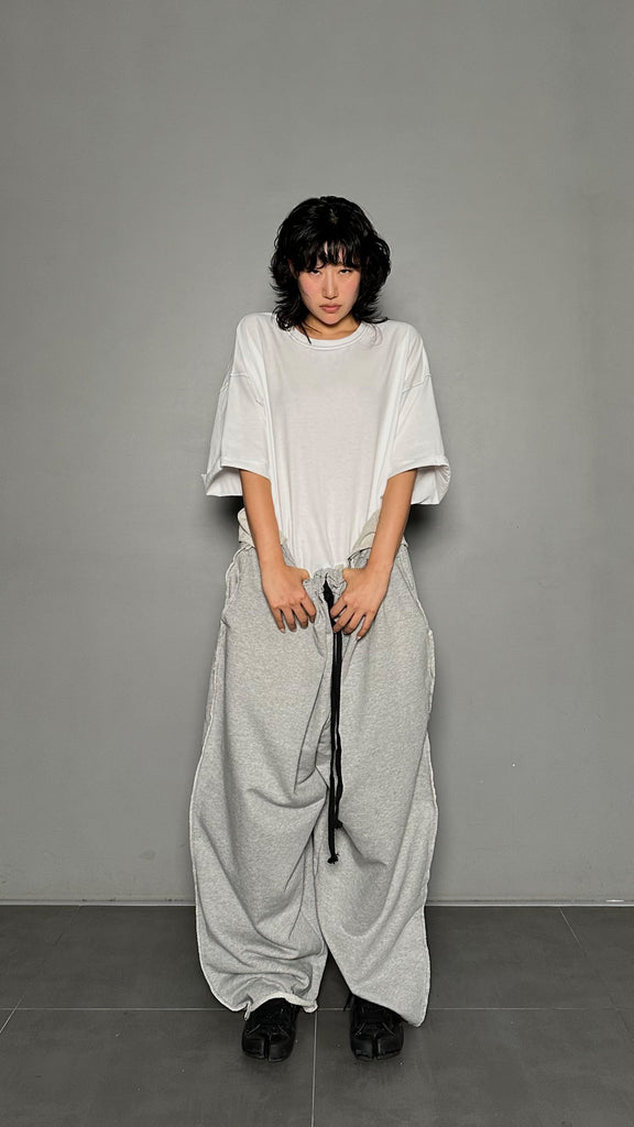 SS25 AMU Unisex. Mega Oversized Cut-Out Sweatpants #GRAY