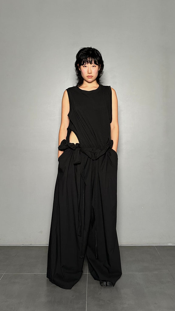 SS25 AMU Unisex. Light & Airy Oversized Trousers #BLACK