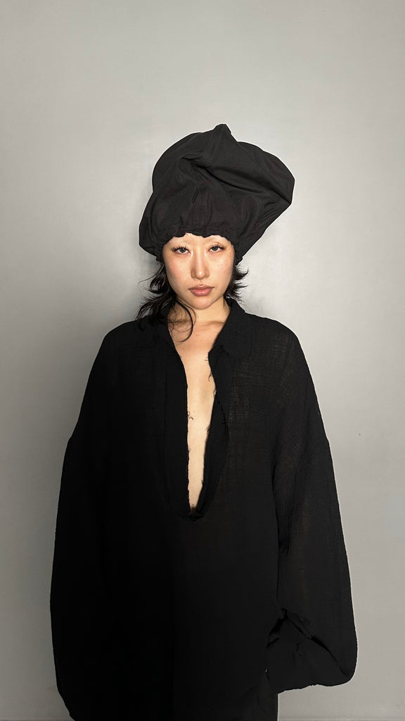 SS25 AMU Unisex. Wire Oversized Stopper Hat #BLACK