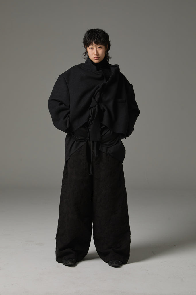 FW25 AMU UNISEX. Washed Oversized Wool Blazer #BLACK