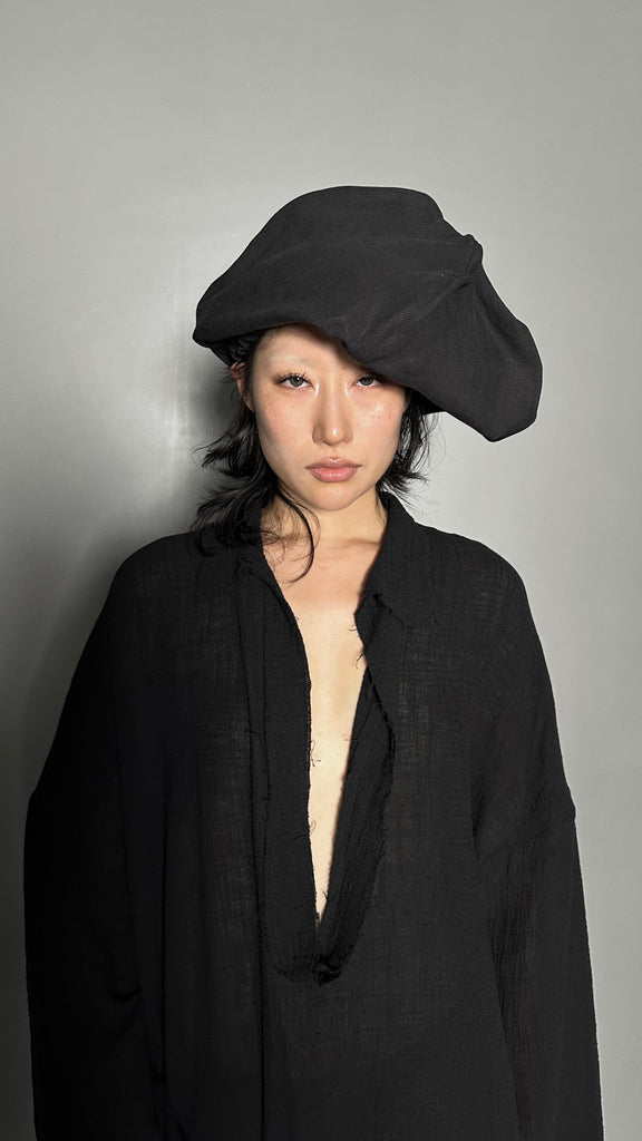 SS25 AMU Unisex. Wire Oversized Stopper Hat #BLACK