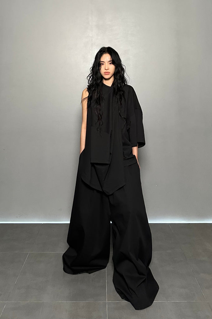 SS25 UNISEX AMU WIDE PANTS #BLACK