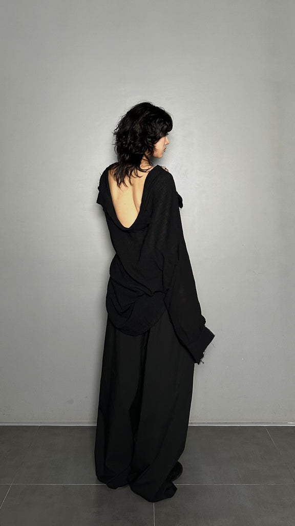SS25 AMU Unisex. Oversized Low-Neckline Shirt Top #BEIGE