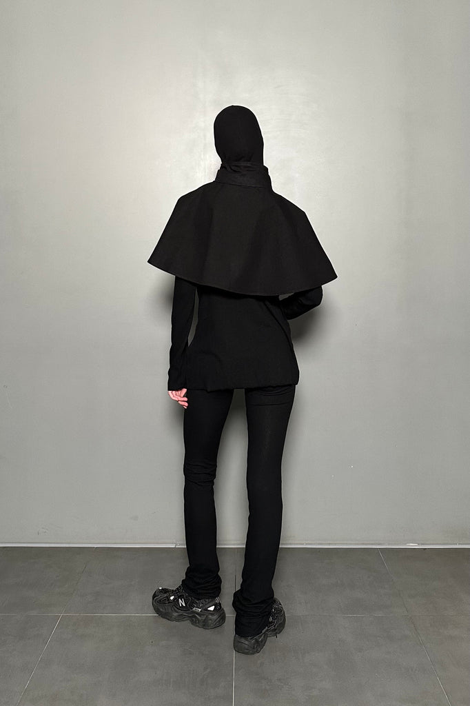 SS25 UNISEX AMU HOODIE CAPE #BLACK