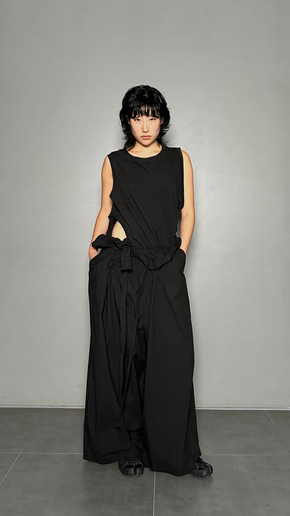 SS25 AMU Unisex. Light & Airy Oversized Trousers #BLACK