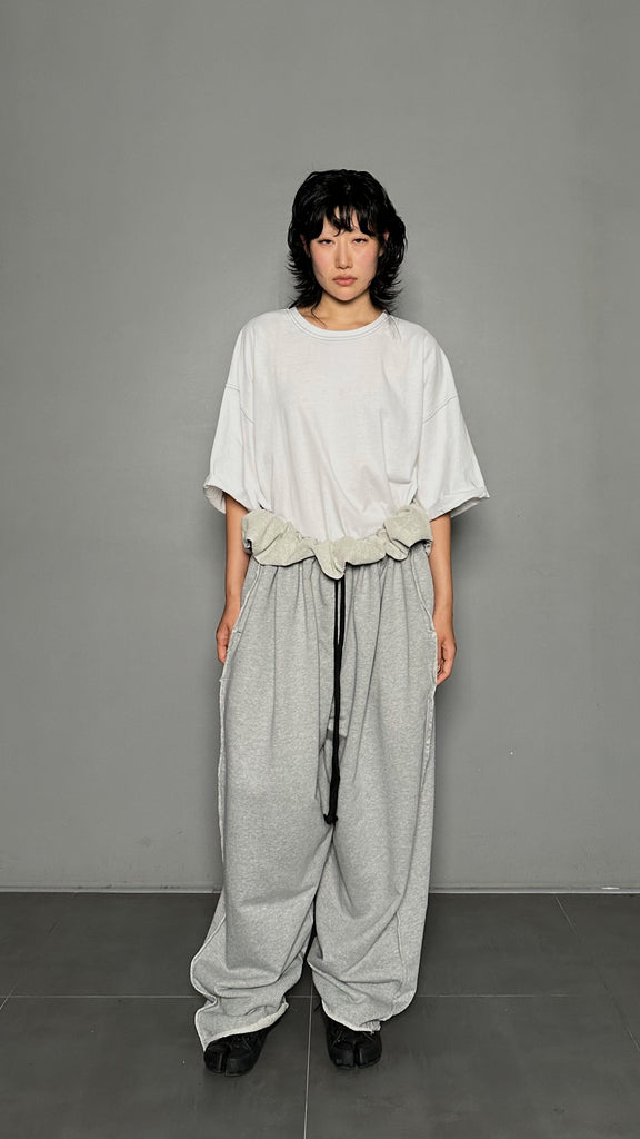 SS25 AMU Unisex. Mega Oversized Cut-Out Sweatpants #GRAY