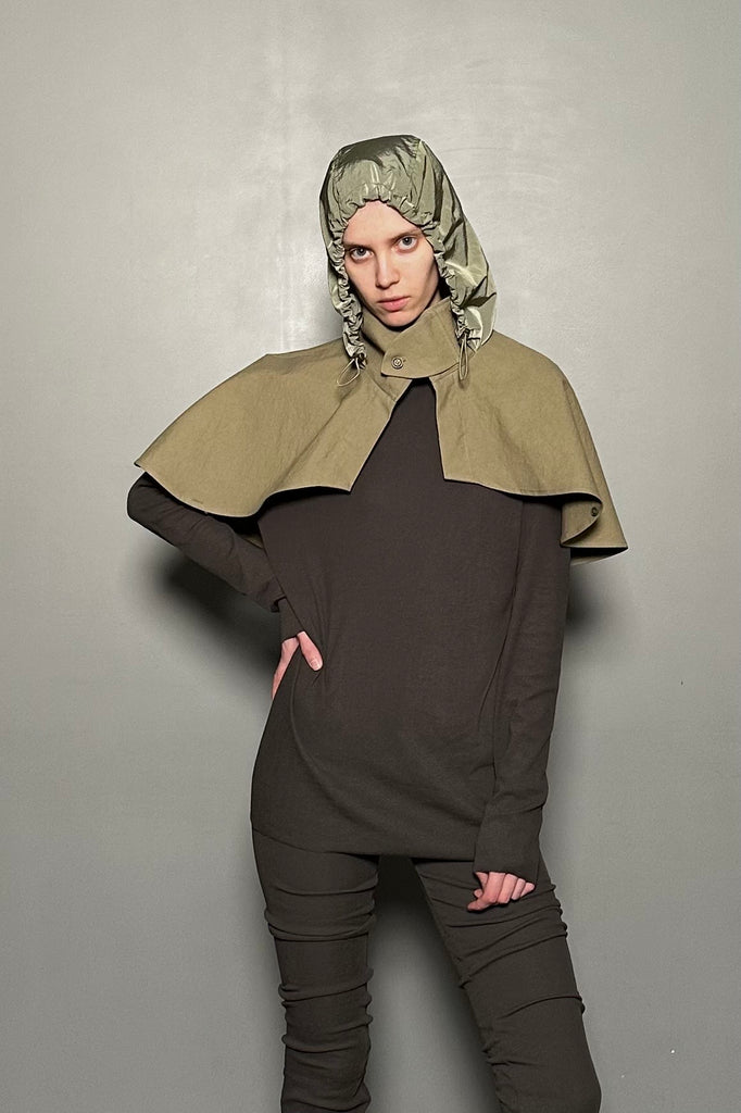 SS25 UNISEX AMU HOODIE CAPE #BLACK