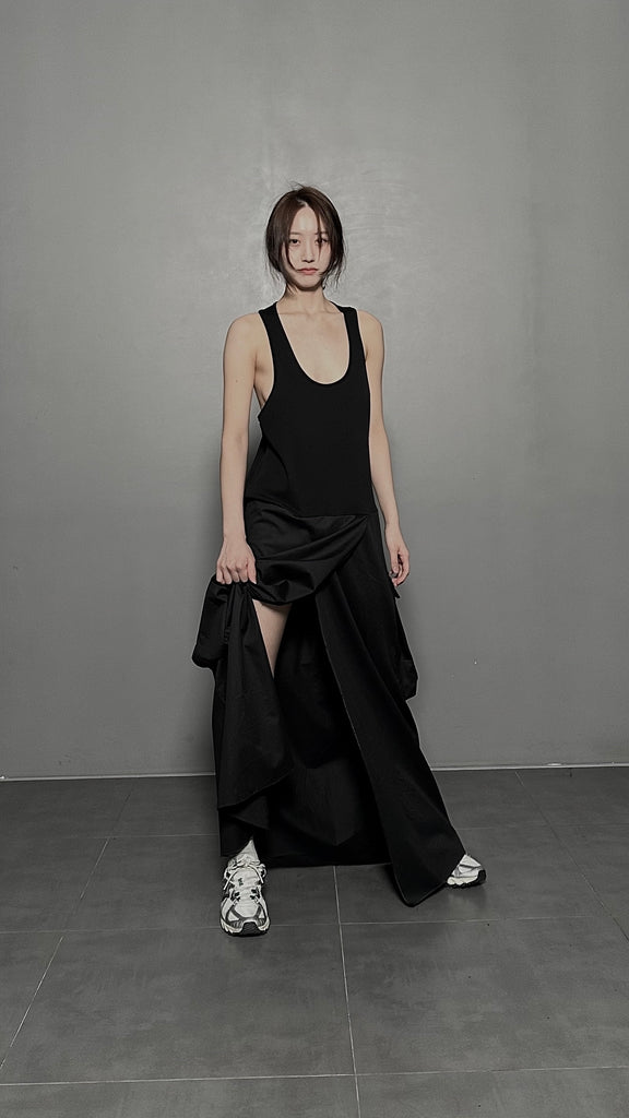 SS25 AMU Oversized Pocket Dress #BLACK