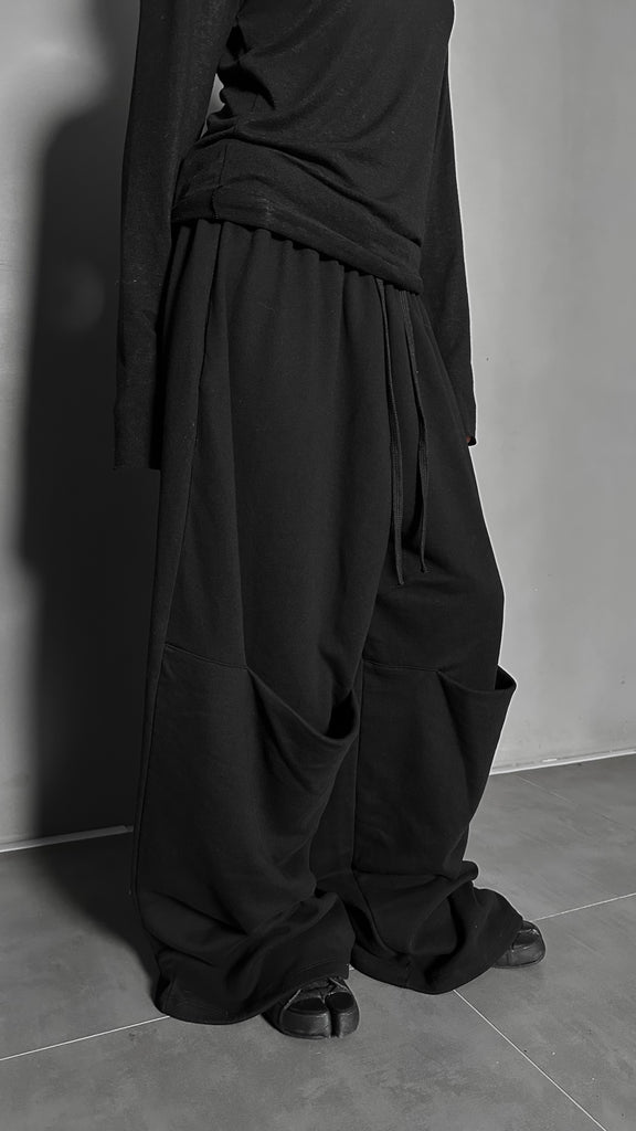 FW25 AMU Unisex. Oversized Pocket Sweatpants #BLACK