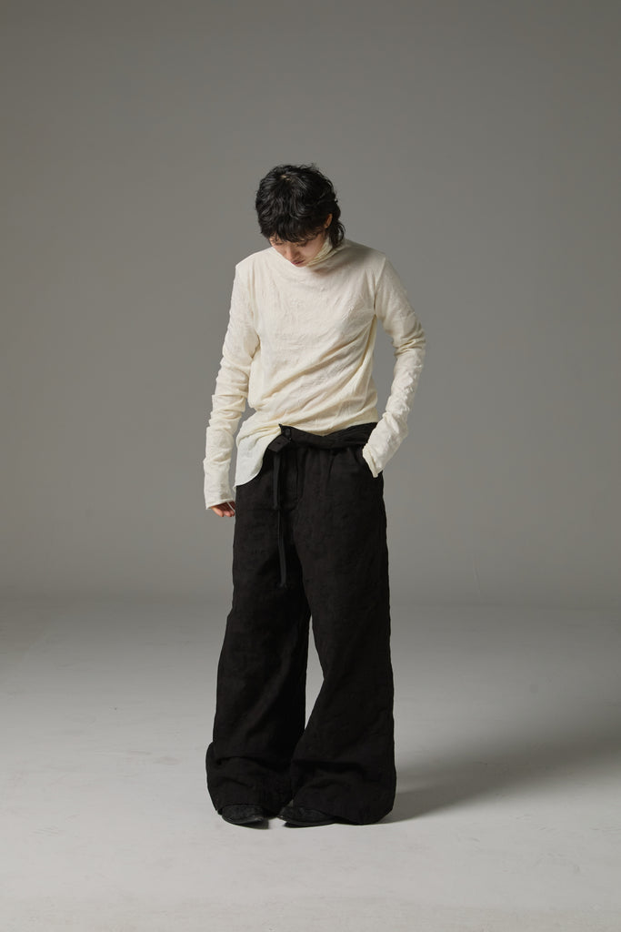 FW25 AMU UNISEX. Wrinkled Long Turtleneck Top #WHITE