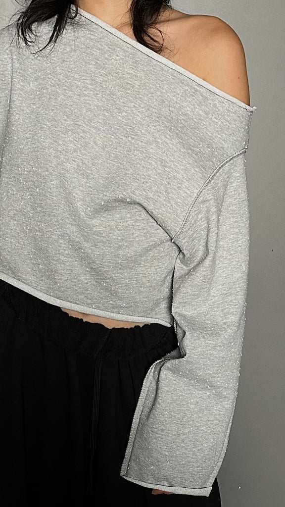 andequal volume off shoulder blouse グレー volume off shoulder blouse – andequal