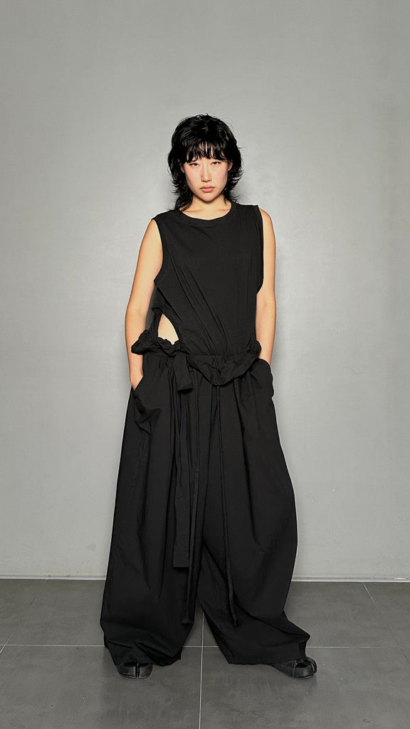 SS25 AMU Unisex. Light & Airy Oversized Trousers #BLACK