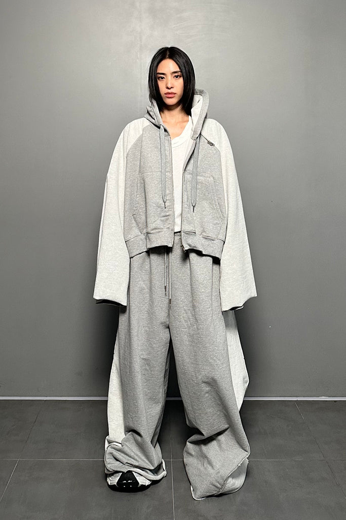 FW24 UNISEX AMU OVERSIZED ZIP SWEATPANTS #GRAY